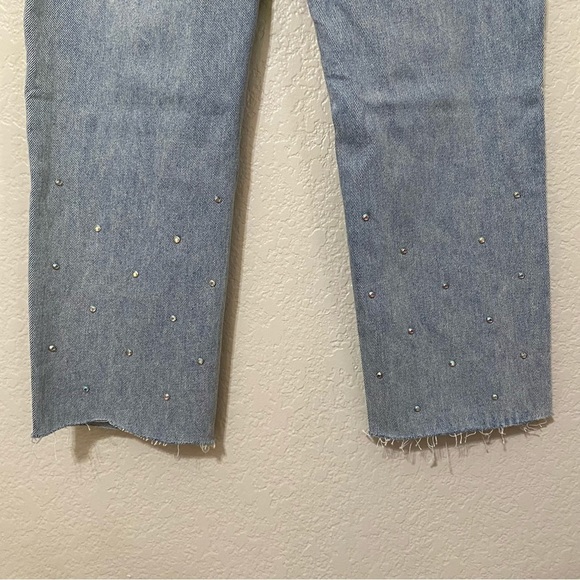 Simple Society Rhinestone Super High Rise Straight Jeans Light Wash - Picture 5 of 9